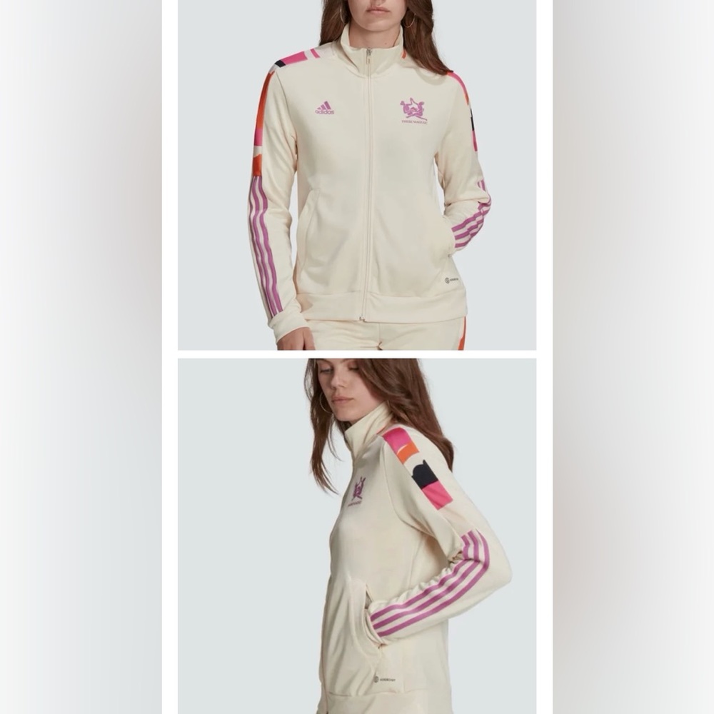 adidas Cream Track Pants with Classic Three-Stripe Design